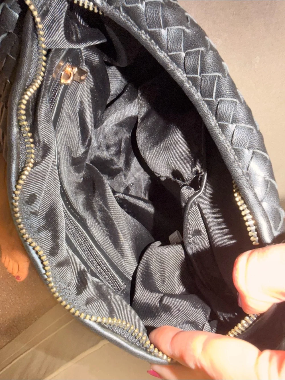 Melie Bianco Knotted Woven Vegan Leather Hobo Bag Large